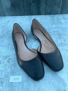 J. Jill Black Leather D'Orsay Ballet Flats with soft square toe - size 6.5